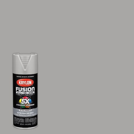 Krylon Fusion All-In-One Satin Pewter Gray Paint+Primer Spray Paint 12 Oz